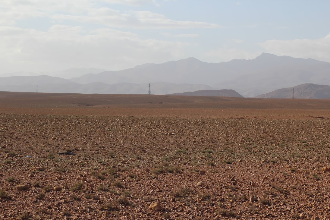 The riverside town in a bleak area of desert